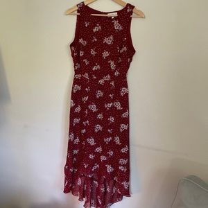 Red Floral High Low Dress